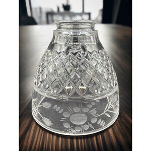 Vintage Pressed Glass Replacement Light Globe Shade Etched Floral & Diamond Patt
